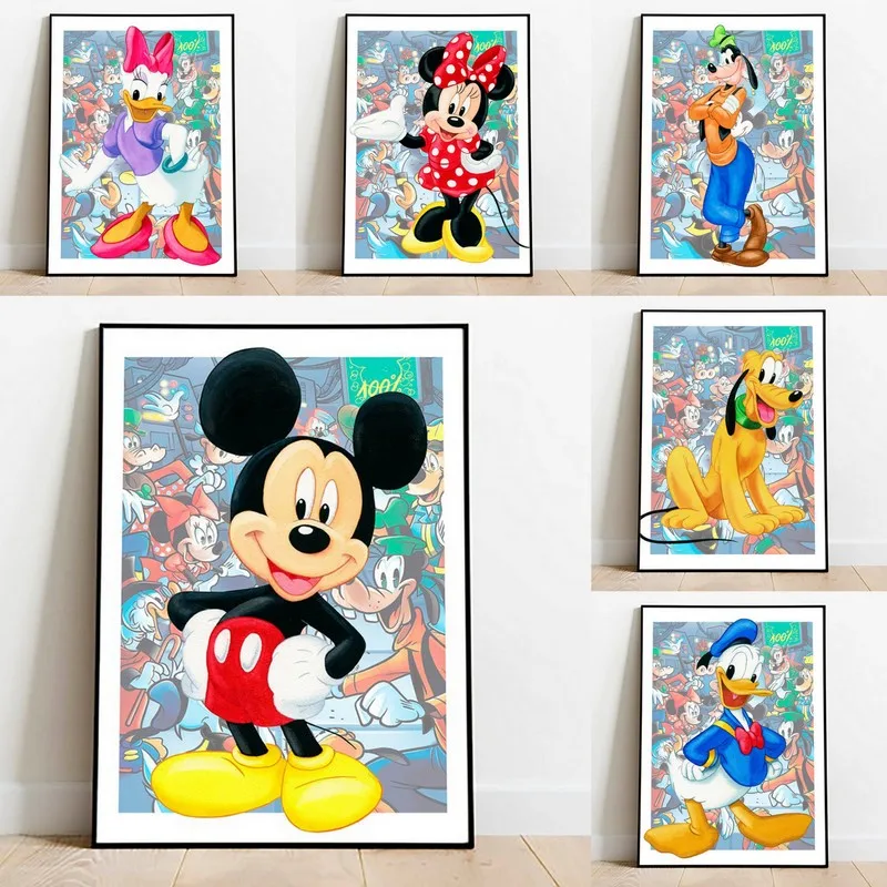 

Disney Comics Mickey Mouse and Donald Duck Canvas Painting Prints And Wall Art Poster Pictures For Kids Room Home Decor
