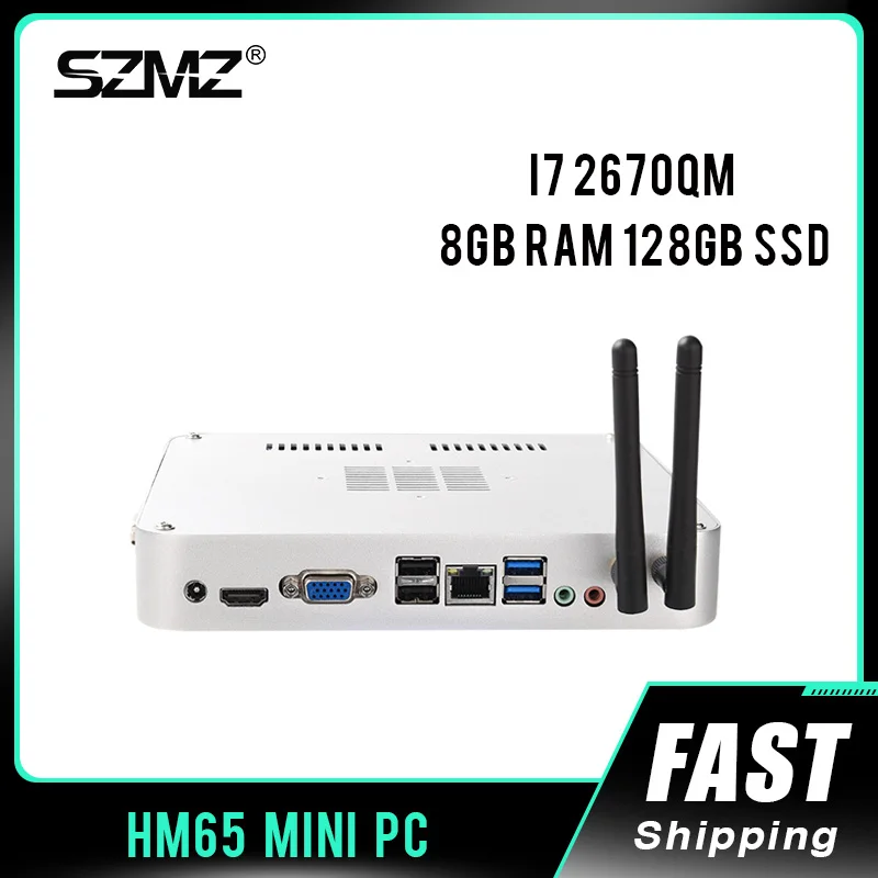 SZMZ Mini PC Set intel Core i7 2670QM Processor 3.1GHz 8G DDR3 128GB SSD Windows 10 PC Gamer Complete Computer with Wifi BT