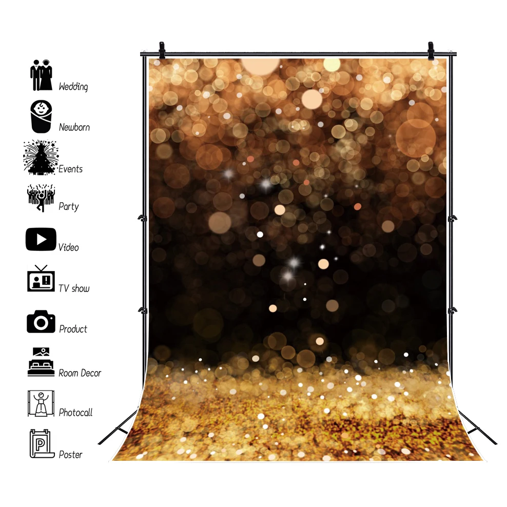 

Фон для фотосъемки в горошек с изображением золосветильник света в стиле боке для свадьбы дня рождения вечеринки младенца детей Фотография...