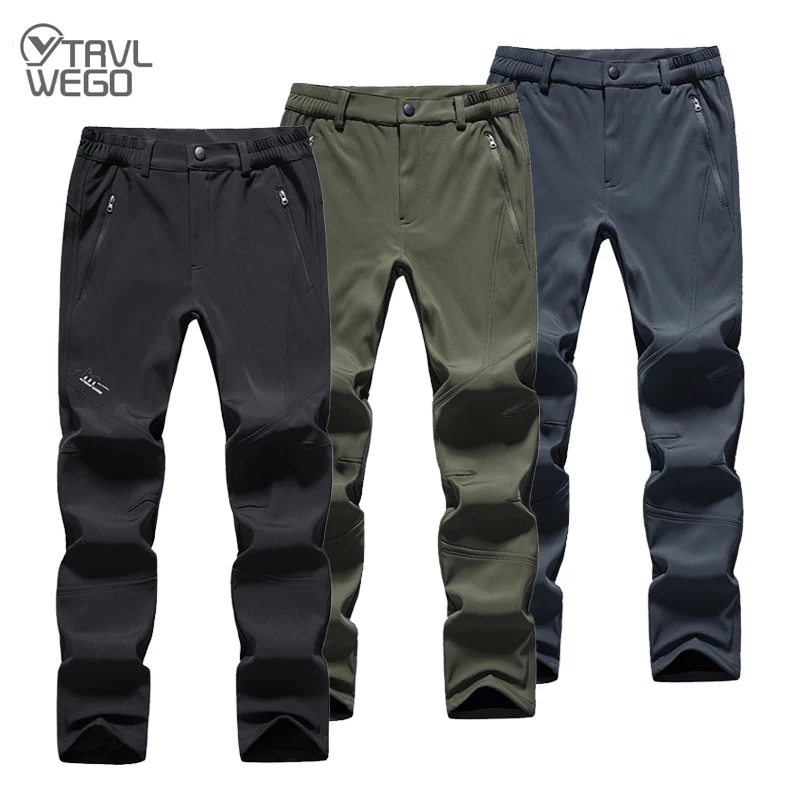 

TRVLWEGO Men Winter Pants Camping Hiking Outdoor Plush Keep Warm Windproof Fishing Skiing Travel Climbing Trekking Trousers
