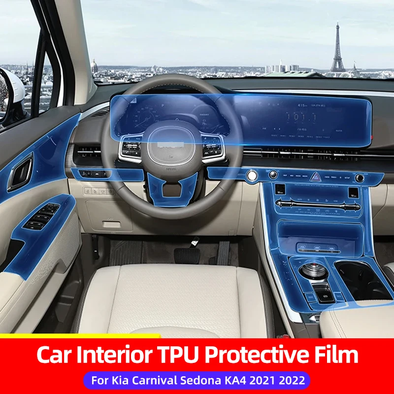 

Защитная пленка для салона автомобиля, прозрачная защитная пленка из ТПУ HD для Kia Carnival Sedona KA4 2021 2022, аксессуары для салона автомобиля