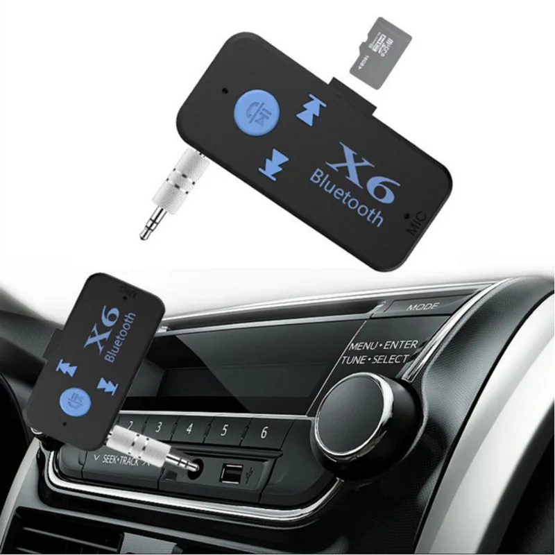 

Автомобильный Bluetooth-ресивер X6, Aux-комплект, поддержка TF-карты, A2DP, аудио, стерео, 3 в 1, Bluetooth, гарнитура, приемник, адаптер, Bluetooth-приемник