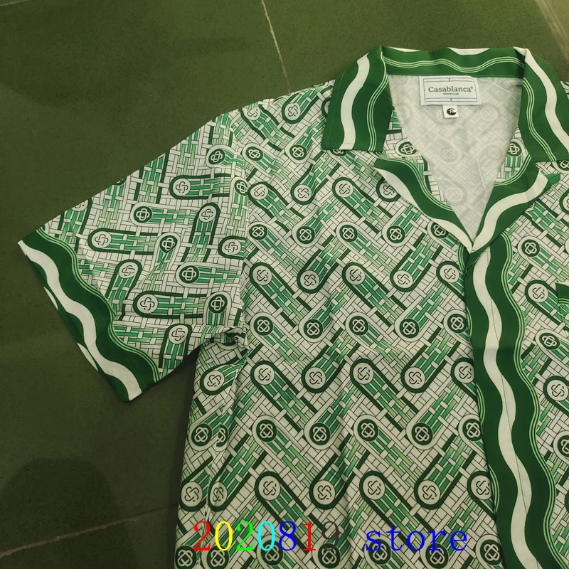 Green Casablanca Tennis Club Hawaii Beach Shortpant Shirt Set For Men Women Holiday Seaside SURF Suit