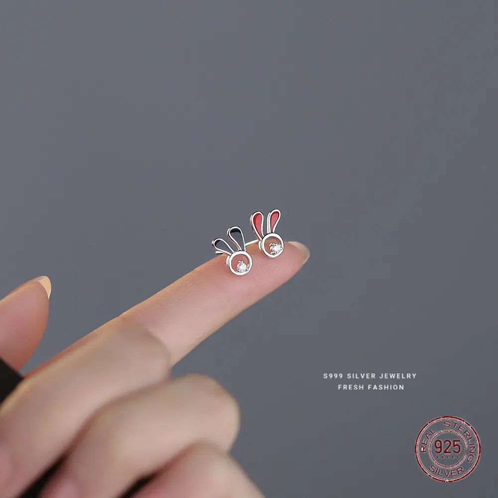 

Женские серьги из серебра 925 пробы, с асимметричными кроличьими ушками