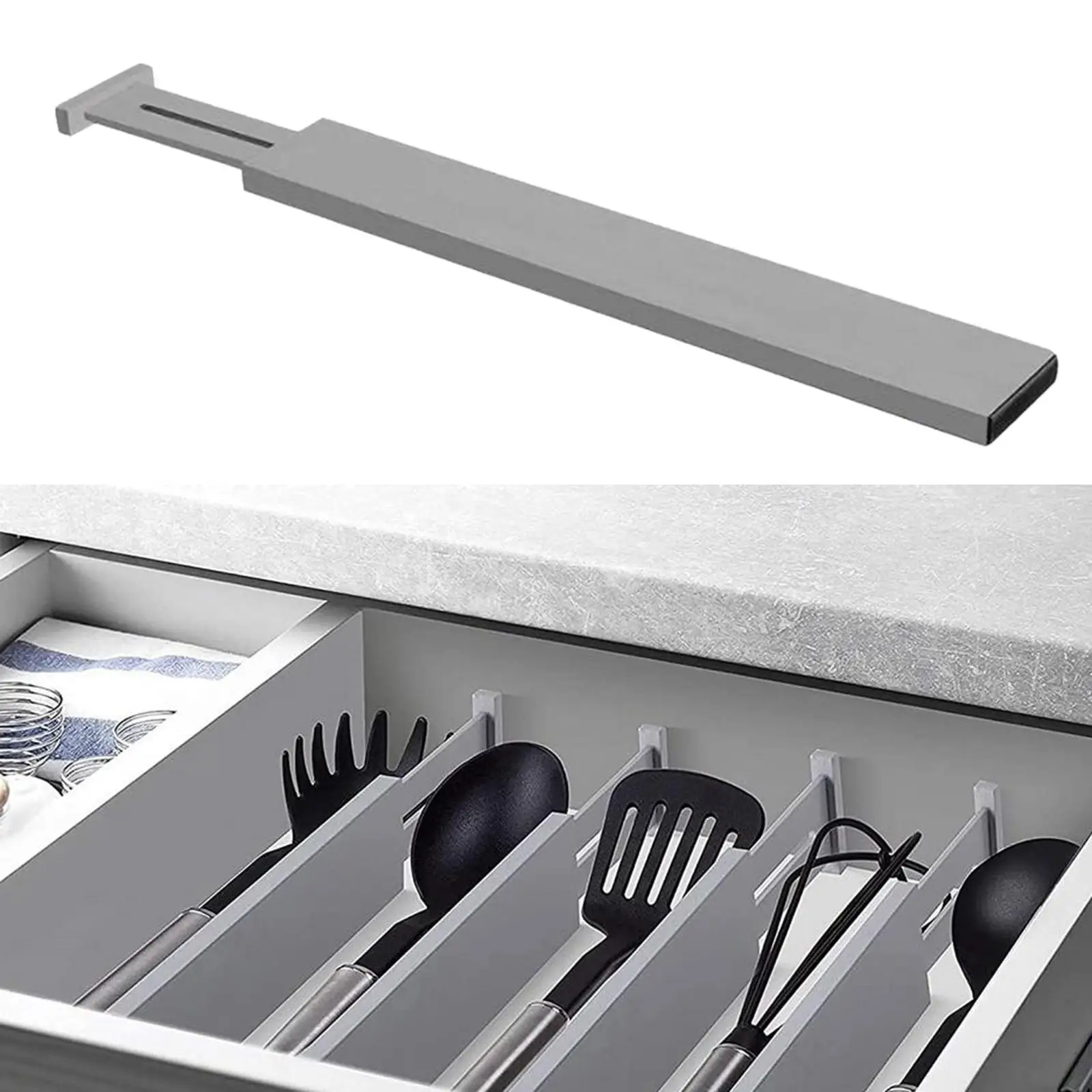 

Spring Loaded Kitchen Utensil Drawer Organiser Expandable Drawer Divider Separators Spring for Bedroom Closet Office
