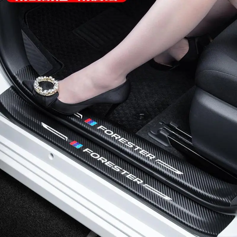 

For Subaru Forester 2013 To 2020 Door Sill Pedal Scuff Plate Leather Guard Protector Car Styling Sticker Car covers,Car-Styling