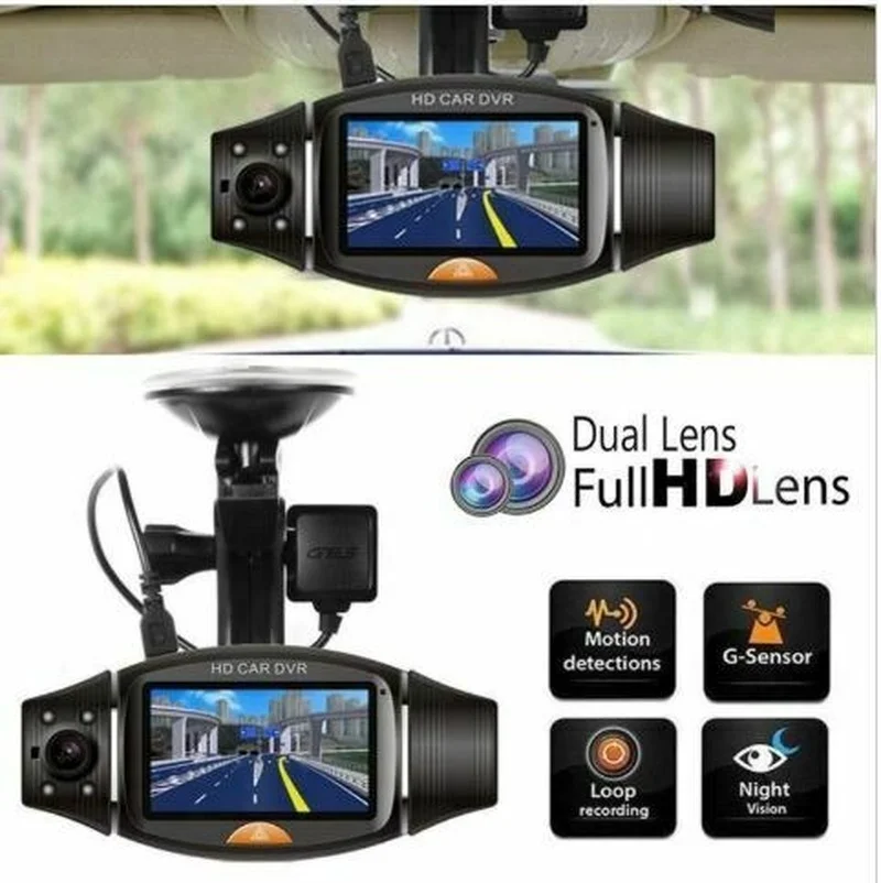 

Dash Cam Night Vision HD Video Recorder 2.7 Inch Camera G-sensor Dual Lens DVR R310 Car Camera Infrared 1080P GPS Logger TFT LCD