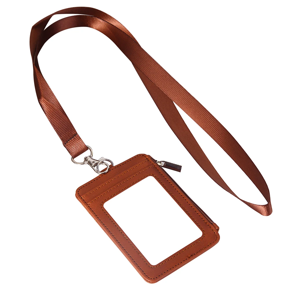 

Multi Slot Fashion ID Badge Holder Credit Card PU Leather Retractable Lanyard Clear Neck Strap Vertical Work Coins Name Tag