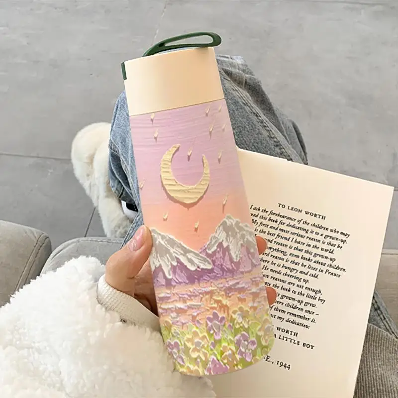 

Складная Эстетическая бутылка для воды, детская емкость из нержавеющей стали, милая бутылка для воды с изоляцией для девочек