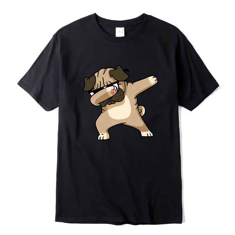

Summer Men's T Shirt Top Quality 100% Cotton Pug Print Casual Loose O Neck T Shirt Men T Shirt Cool T Shirt Men T Shirt Top