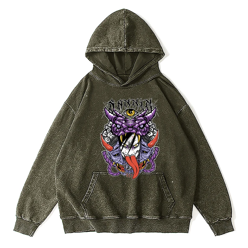 

Hip Hop Washed Hoodie Sweatshirt Streetwear Japanese Anime NARUTO Graphic printing Pullover Harajuku Cotton women's male Hoodie