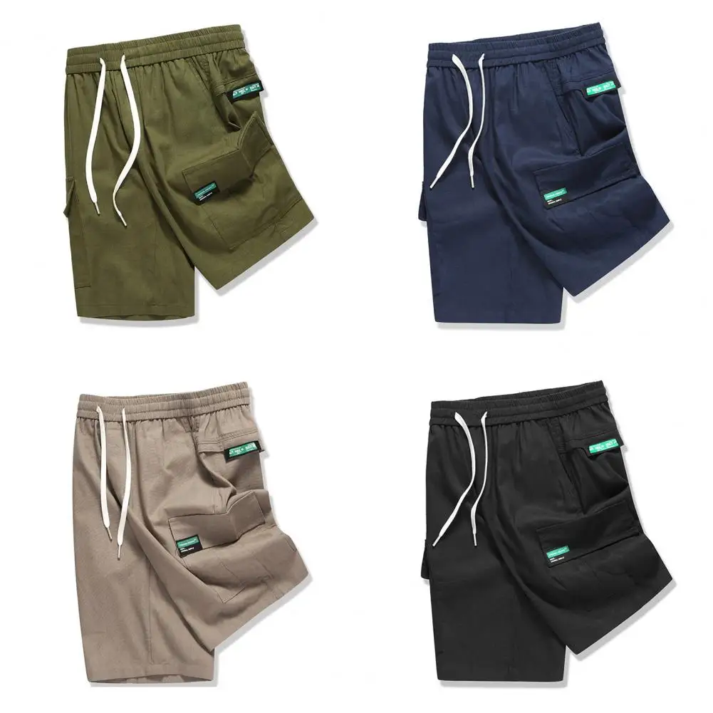 

No Fading Men Shorts Waist Drawstring Cotton Exercise Running Men Summer Shorts Knee Length Sports Shorts Daily Life