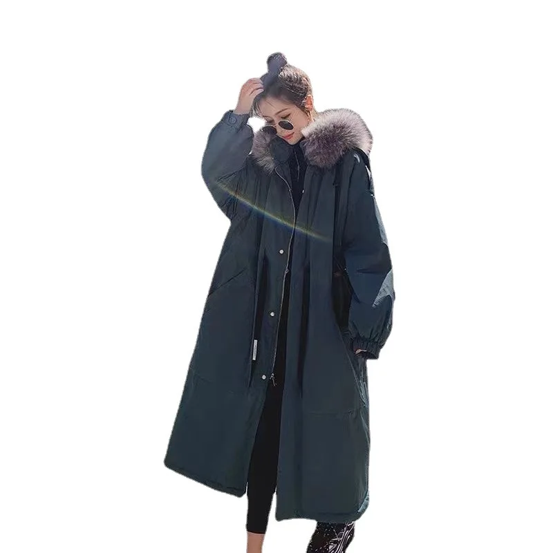 New Korean students long cotton-padded thick coat oversize tide