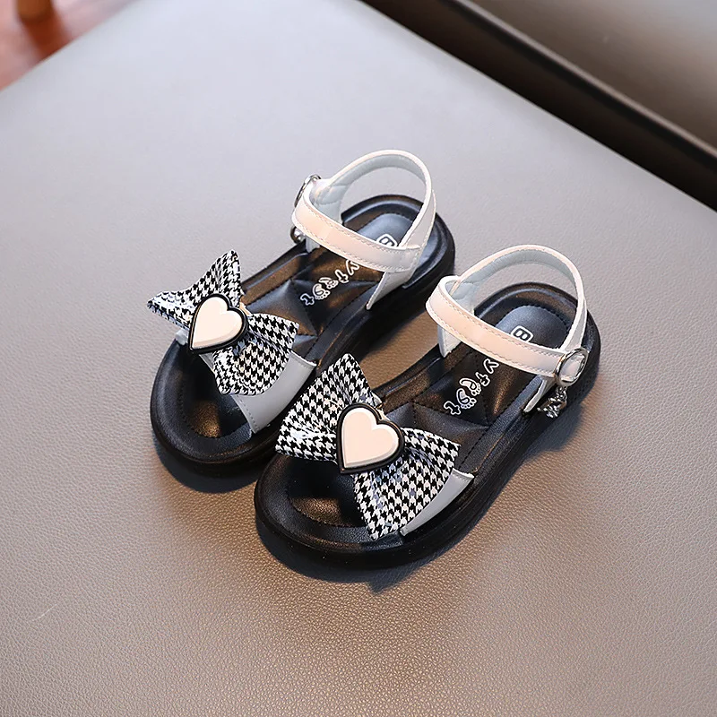 

Kid Summer Shoe Child Flats Fashion Love Bow Shoe Girl Sandals 2022 New Elegant Party Sandals Princess Beach Shoes 3-12 Years