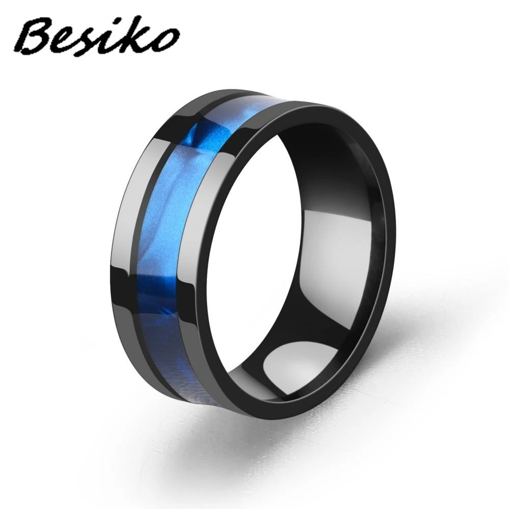 Кольцо Besiko из нержавеющей стали для мужчин и женщин черное модное кольцо с