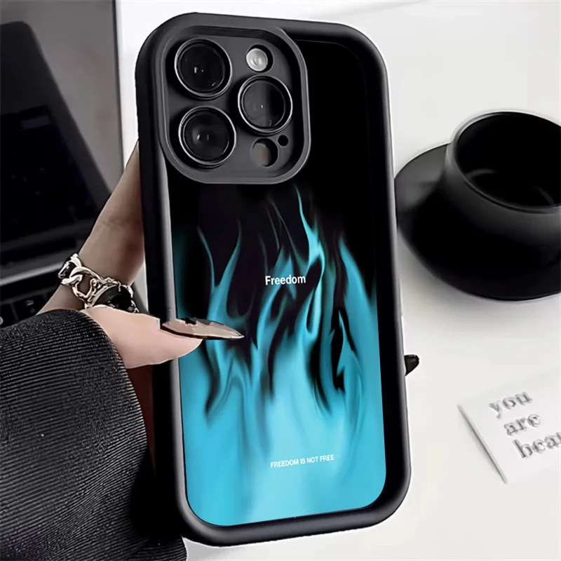 Модный чехол для телефона с синим пламенем iPhone 15 Pro Max 14 13 11 12 X XR XS 7 8 Plus SE Мягкий