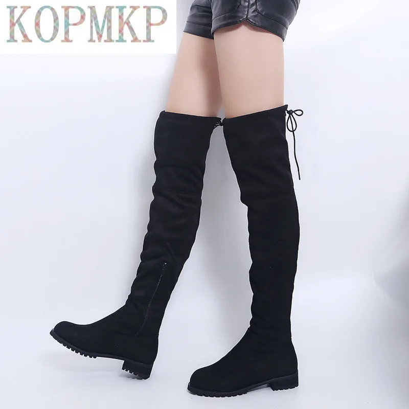 

Sexy 3 Colour Thigh High Boots Female Winter Boots Women Over the Knee Boots Flat Stretch Fashion Shoes 2022 New Riding Boots 43