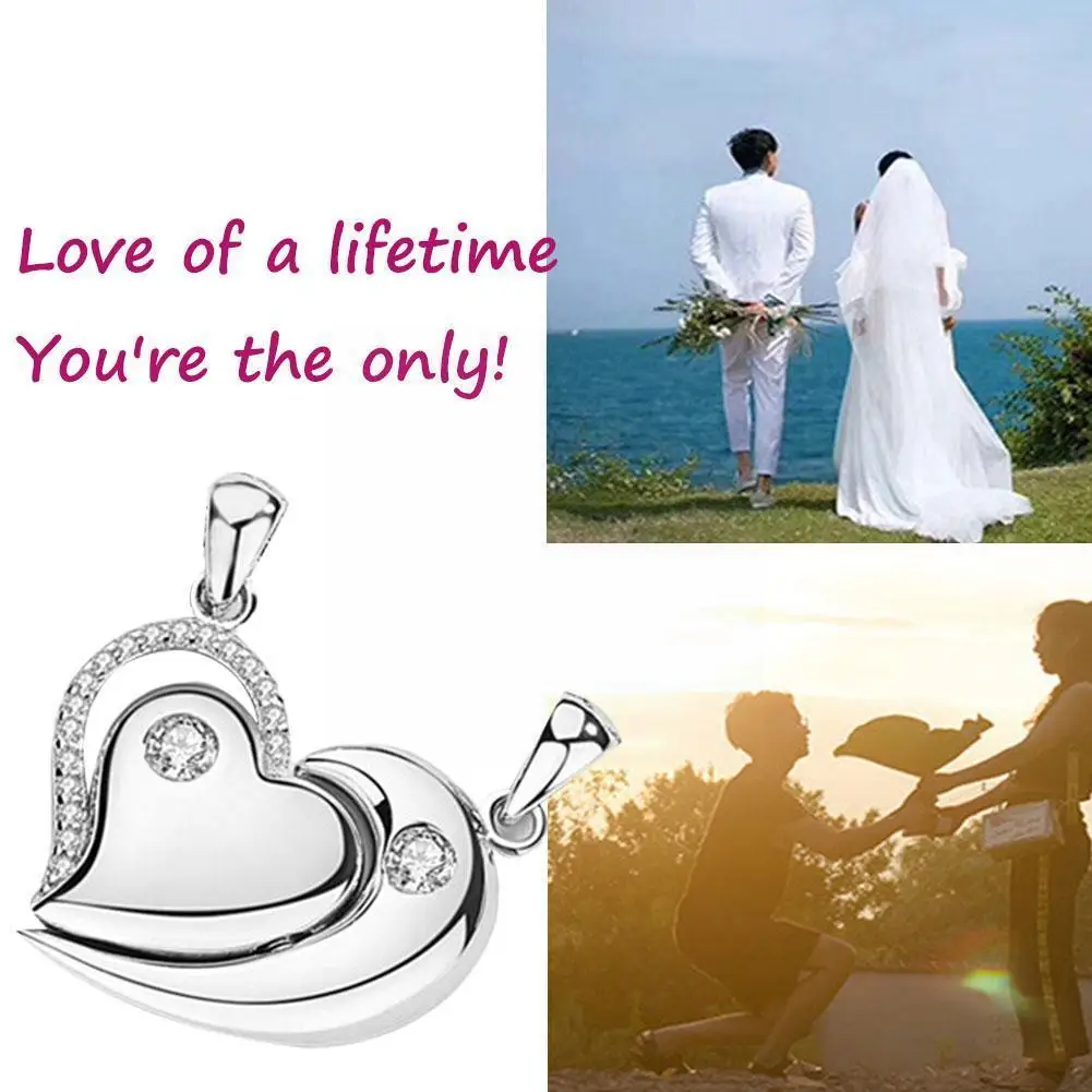 

Lovers Necklace A Couple Heart Shaped Pendant Love Day Creative Valentine's Gift Love Letter S6D9