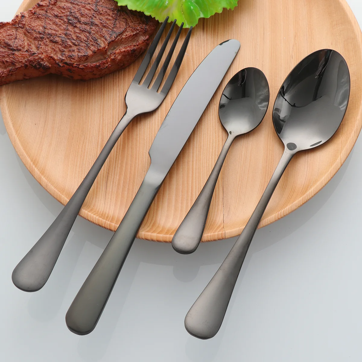 

24 шт./набор, деревянные столовые приборы из нержавеющей стали