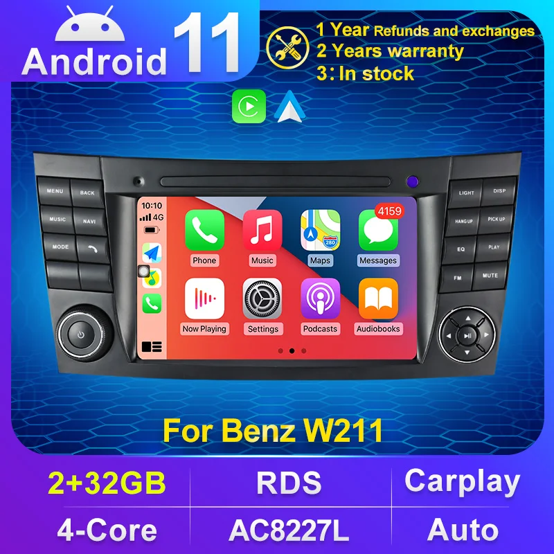 2 din Android 11 автомобильный проигрыватель с радио и GPS для Mercedes Benz E-class W211 E200 E220 E300 E350