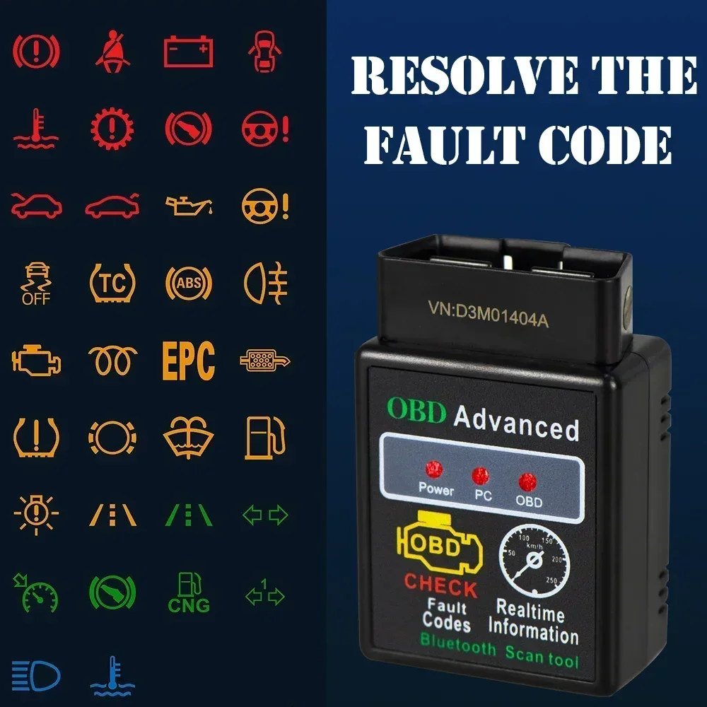 Фото OBD2 Bluetooth ELM327 Автоматический диагностический сканер двигателя OBDII Scan Tool Совместимость транспортных средств Тестер диагностики неисправностей Интерфейсный сканер №4