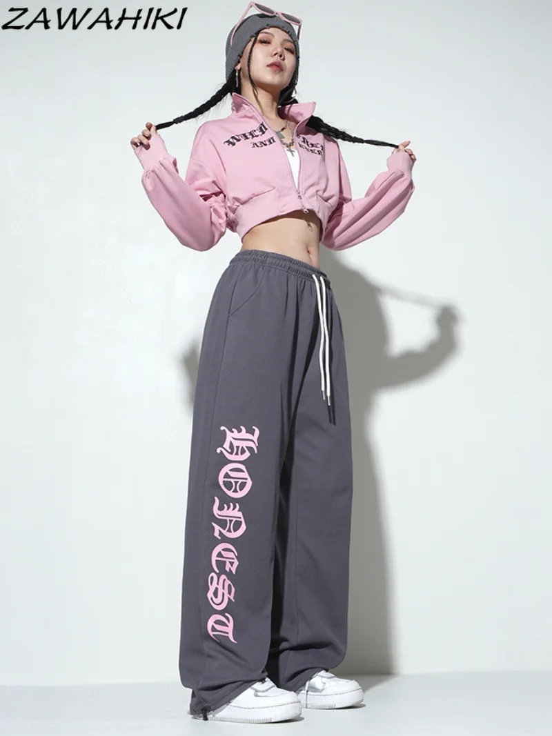 

Y2K Spring Autumn Letter Print Sweatpants Women Wide Leg Sweat Pants Harajuku Women Pants Hip Hop Drawstring Sweatpants