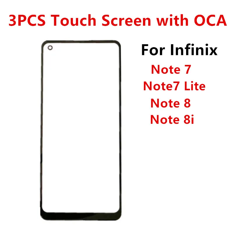 

3PCS Front Screen For Infinix Note 8 8i 7 Lite X683 X656 X690 X692 Touch Panel LCD Display Out Glass Replace Repair Part + OCA