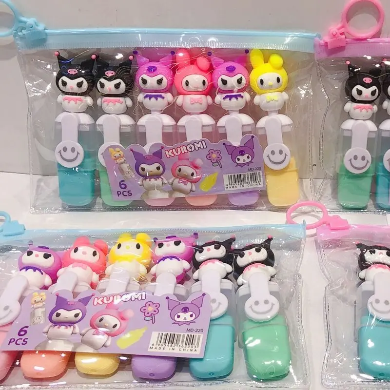 

New Sanrio Marker Highlighter Cute Cartoon Kuromi Creative Modeling Graffiti Hand-Held Pen Key Marker Student Stationery Gift