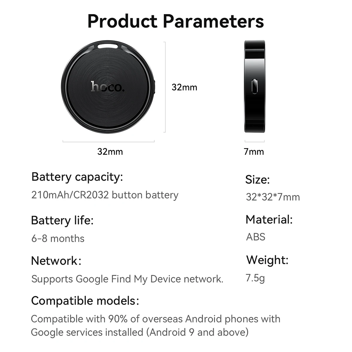 HOCO E96A Bluetooth GPS трекер смарт-тег беспроводной Android-совместимый поиск домашних животных ключ Find My App устройство слежения для дома (art.: 3920cf2e04fba) - 3920cf2e04fba