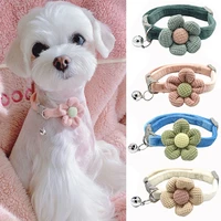 cute pet collar sweet cat collar flower dog collar safety buckle pet necklace adjustable bell cat necklace dog accessories