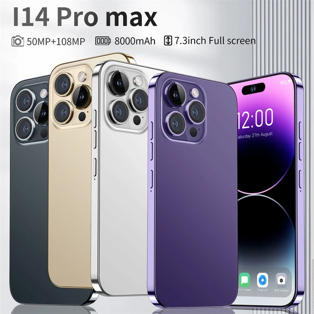 Global Version i14 Pro Max Smartphone 7.3 inch Full Screen Face ID 8000mAh Mobile Phones 4G 5G Cell Phone 50MP+108MP 16GB+1TB 2