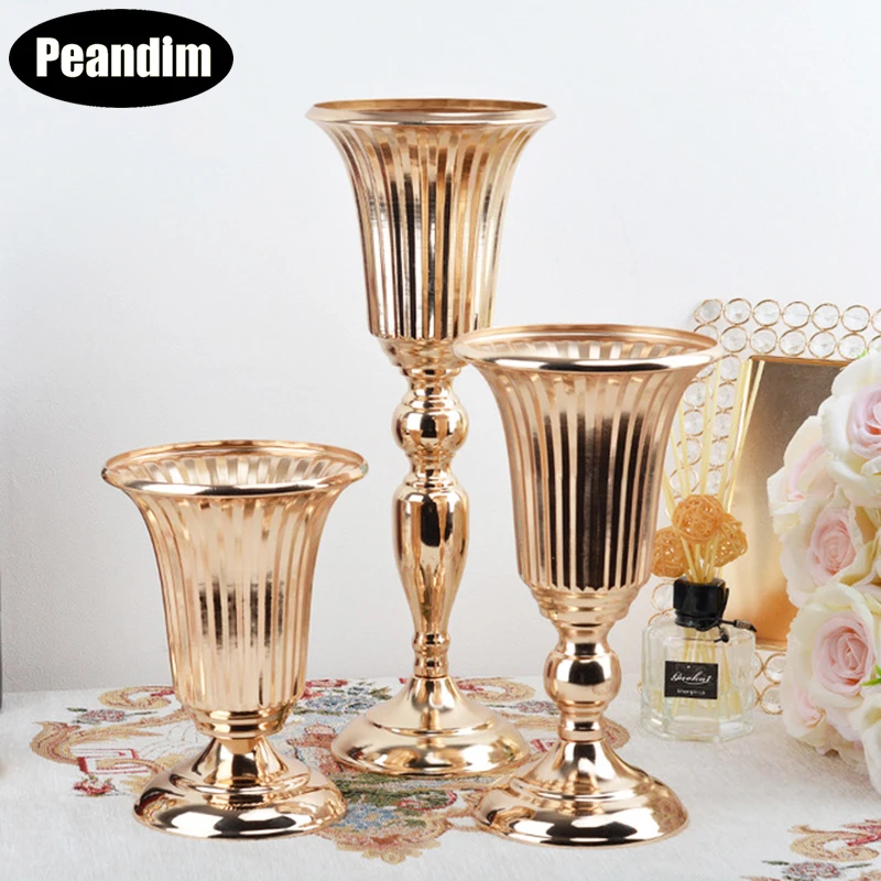 

PEANDIM Luxury Golden Flower Vase Home Vase Desktop Crafts Flower Arrangement Decoration Wedding Party Christmas Flower Rack