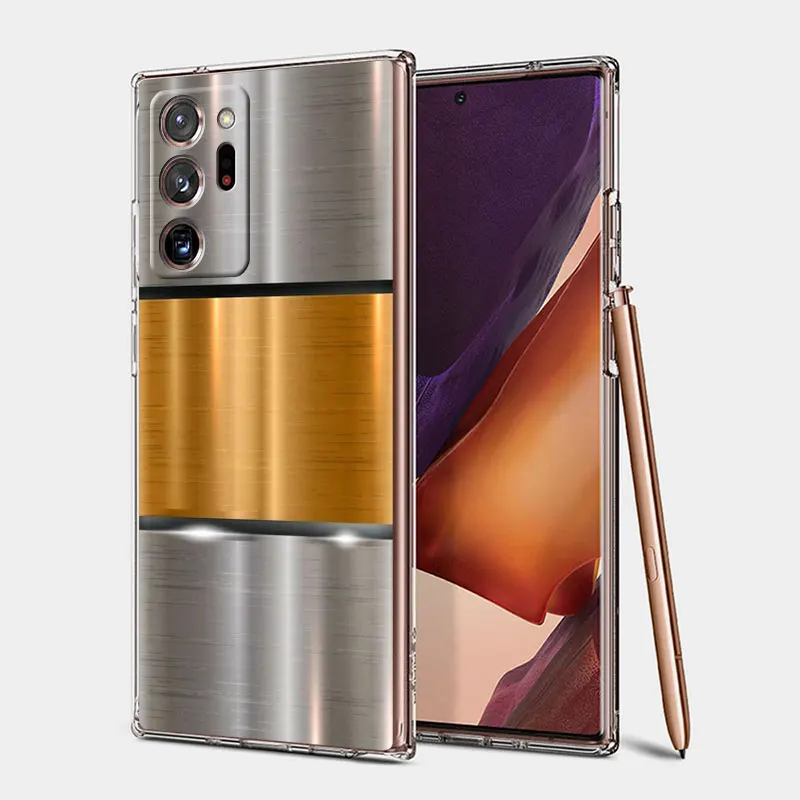 Clear Silicone Dark Brushed Metal Texture Print Case for Samsung Galaxy Note 20 Ultra 10 Plus 8 9 S20 FE S22 Ultra S21 Note bag