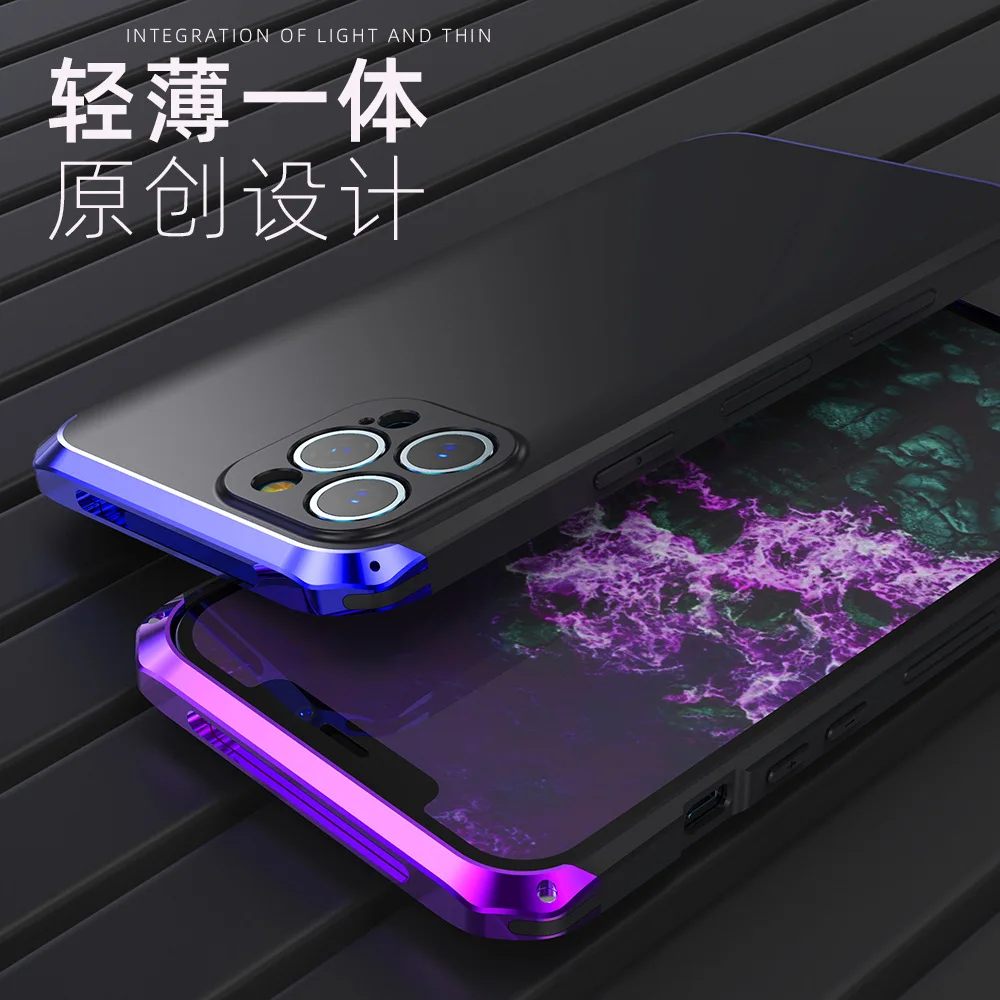 

Hot Sale Allinclusive Hard Shell Case For iPhone 12 Pro Max iPhone12 mini 12Promax 12mini Textured Metal Frame PC Back Cover