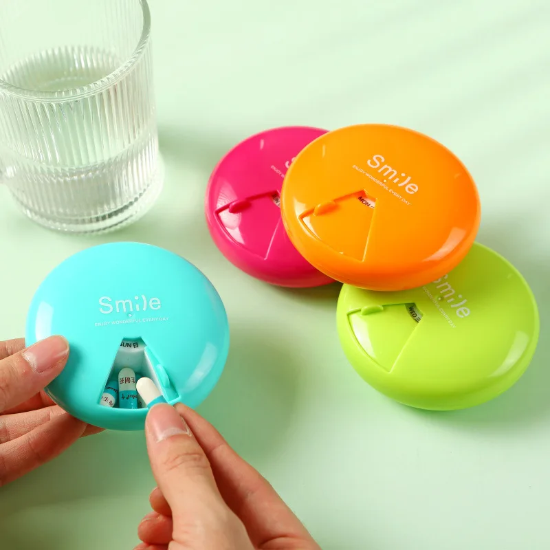 

Travel Pill Case Splitter Weekly Rotating Pill Box Pill Organizer Medicine Box Cutter 7 Day Pill Container Pastillero Pastillero