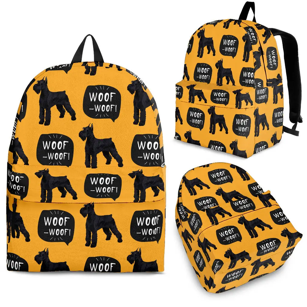 

YIKELUO Black Cartoon Large Cherena 3D Children's Backpack Woof Printed Adjustable Shoulder Strap Laptop Bag Student Book Bag