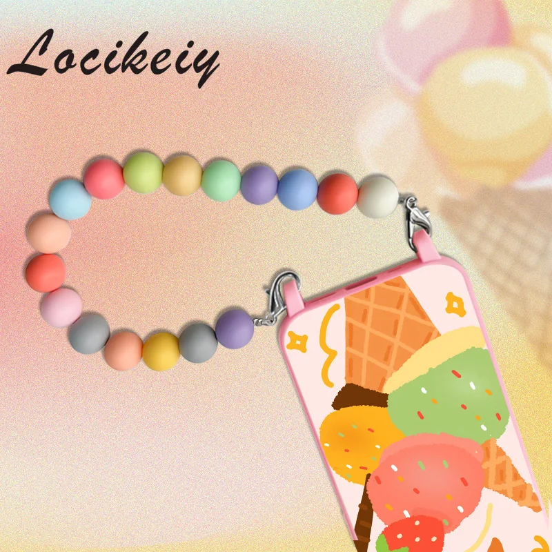 

Locikeiy Ins розовый Мороженое iphone14pro caseiphone чехол shell Анти-потеря веревка Радуга iPhone13 12 11pro fundas iphone11