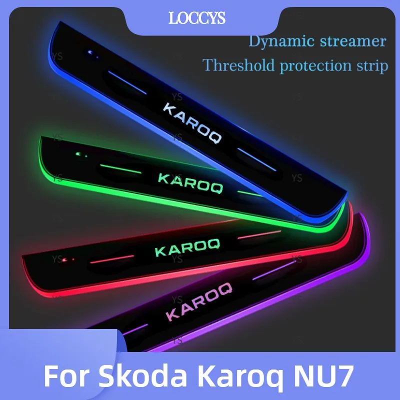 

Car Door Light Projector Lamp Customized Car Logo Luminous LED Welcome Pedal Scuff Plate Auto Accessories For Skoda Karoq NU7