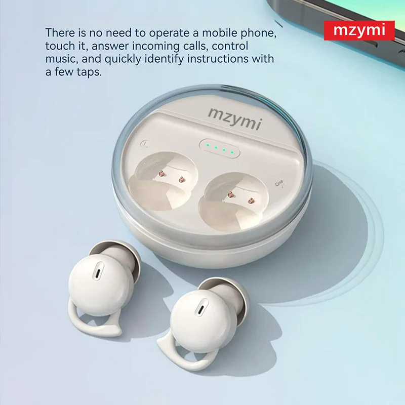 Фото Наушники Mzymi Bluetooth 5.3 Mini Q26: беспроводные, невидимые, комфортные, с шумоподавлением и микрофоном, для сна №5