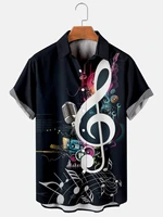 hawaiian mens short sleeve shirt lapel shirt retro casual top 3d music pattern japanese elements new summer 2022