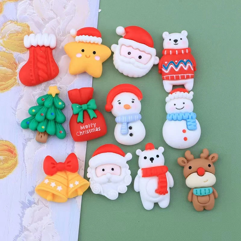 

12Pcs New Cute Mini Christmas Series Flat Back Resin Cabochons Scrapbooking DIY Jewelry Craft Decoration Accessorie