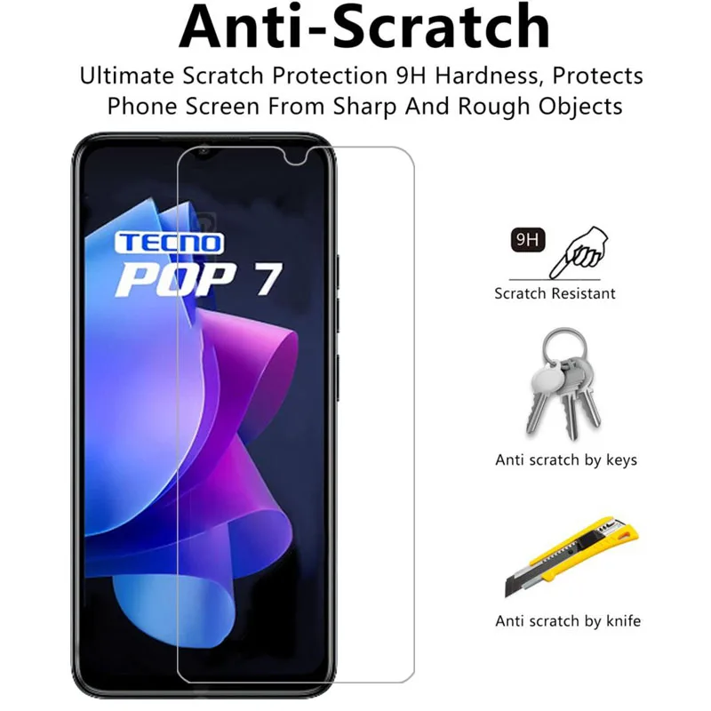 Защита экрана для tecno pop 7 pro защитное закаленное стекло на технике pop7 7pro pop7pro