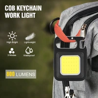 mini portable cob keychain pendant light led emergency work light usb rechargeable keychains flashlight outdoor camping