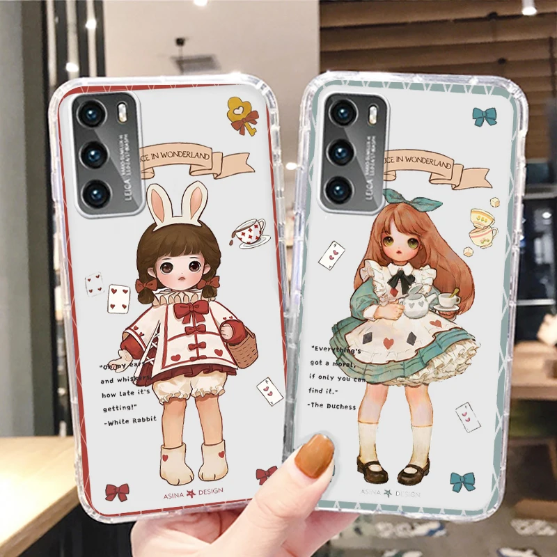 

Snow White Alice Disney Phone Case For Huawei P50 P40 P30 P20 Lite 5G Nova Y70 Plus 9 SE Pro 5T Y9S Y9 Prime Y6 Transparent
