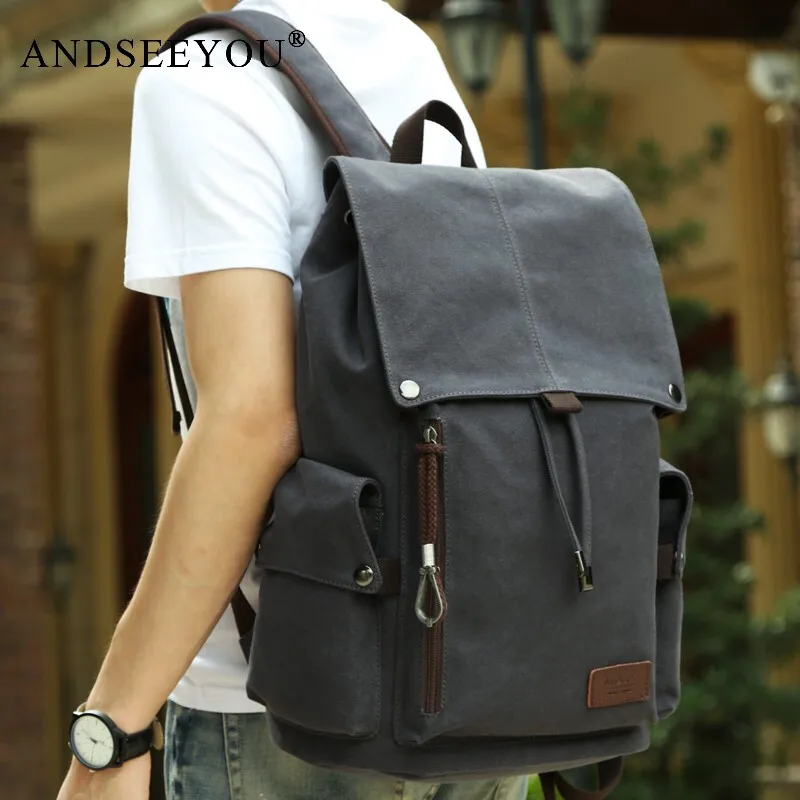 

Модный мужской холщовый рюкзак Andseeyou, школьный ранец для учеников средней школы, Вместительная дорожная сумка для ноутбука 15 дюймов