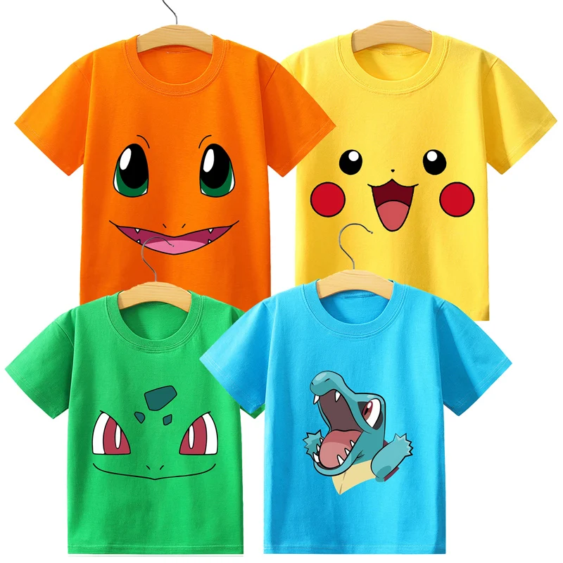 

Pokemon Kids T-shirt Pikachu Graphic Fashion Clothes Boutique Children Summer Tops Cute Birthday Gifts