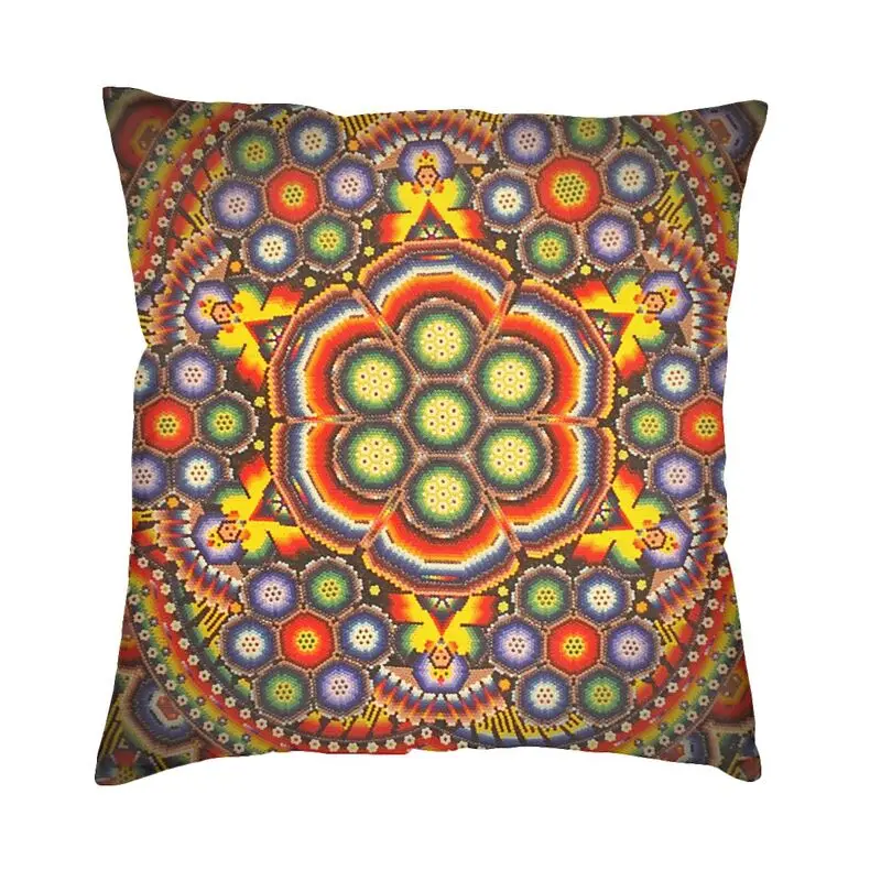 Nordic Style Mexican Huichol Cushion Cover 40x40cm Velvet Pillow Case for Sofa Car Square Pillowcase Home Decor Pillowcases