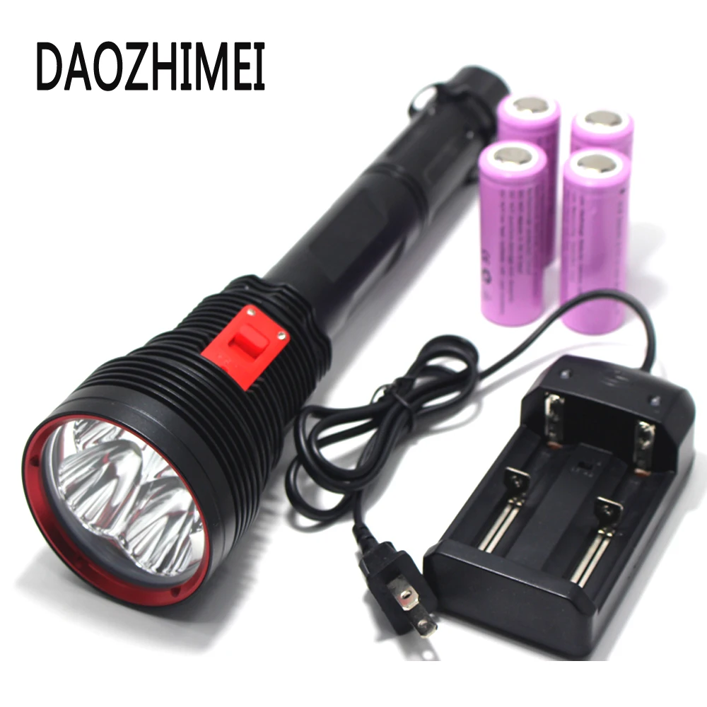 2019 new Super Brightness 4*XHP70 Waterproof 8000 Lumens Diving LED Flashlight Underwater 100M Tactical Torch Lamp