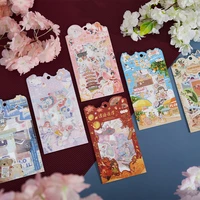 4 packs total 16pcs gliding golden printed fashion lovely floral fantasy world paper stickers set 99150mm diy scrapbooking gift