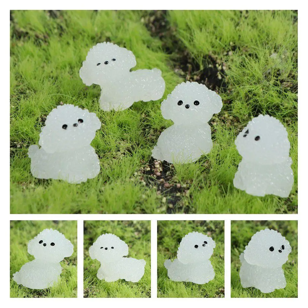 Мультяшные серебристые фигурки собак забавные мини-светящиеся собак-пуделя